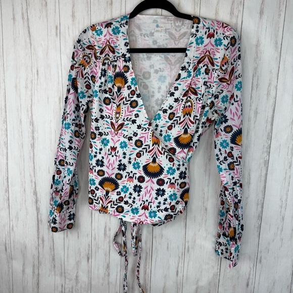 Boden Rasamund Cotten Floral Print Wrap Top US 8 - Picture 7 of 11